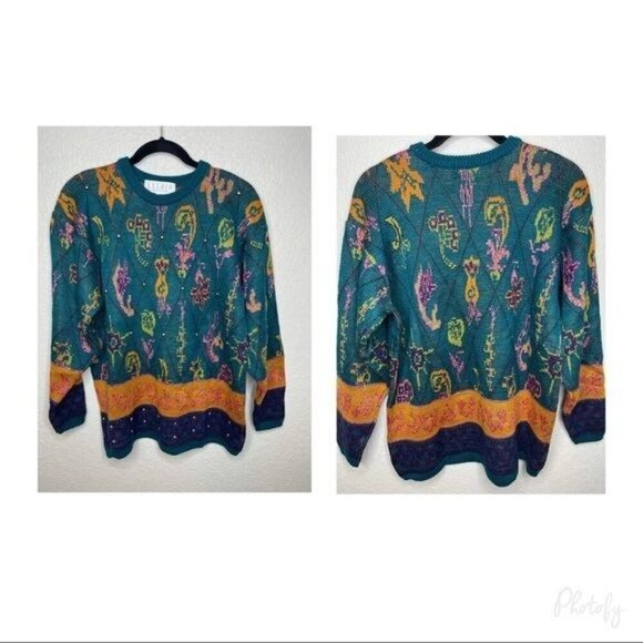 VINTAGE Michelle Stuart Wool Blend Sweater Size Small Granny Grandma Grannycore - Picture 1 of 9